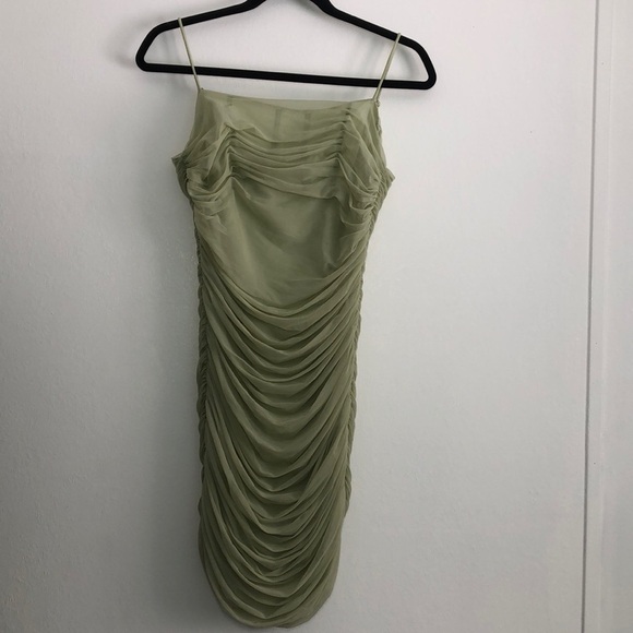 J.ING Womens Mini Dress Size M Green Pastel Sheer Cinched Cocktail Date Night - Picture 1 of 8